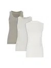 Jil Sander Tank Top Set Of 3 - White, Cream & Green