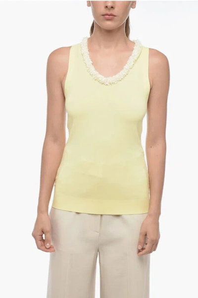 Jil Sander Shirred Tank Top In Yellow