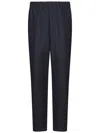 Jil Sander Tapered Blue Cotton Gabardine Trousers With Elasticated Waistband