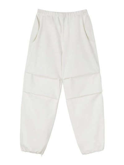 Jil Sander Trousers Cotton Drawstring Cuffs In White