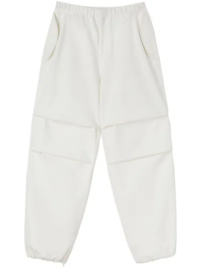 Jil Sander Tapered Cotton Trousers In White