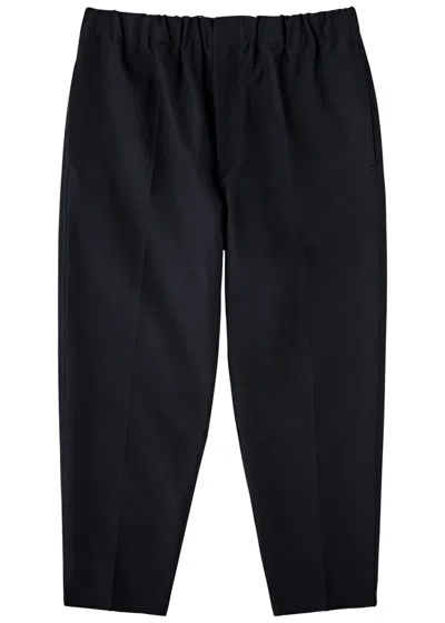 Jil Sander Tapered-leg Cotton Trousers In Navy