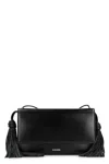 Jil Sander Tasseled Leather Shoulder Bag In Black