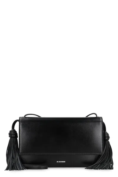 Jil Sander Tassel Leather Crossbody Bag In Black