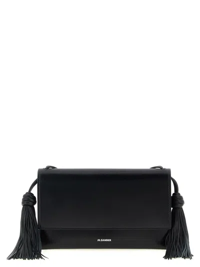 Jil Sander Tassel Leather Crossbody Bag In Black