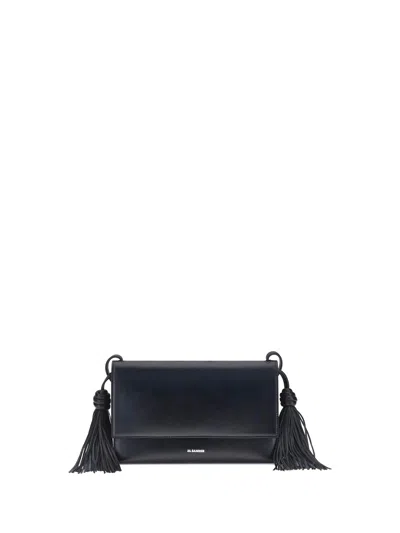 Jil Sander Tassel Shoulder Bag In Black