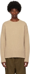 Jil Sander Taupe Crewneck Sweater In 233 Sand Stone