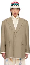 Jil Sander Taupe Padded Blazer In 924 Grey Oak