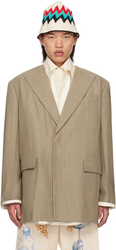 Jil Sander Taupe Padded Blazer In 924 Grey Oak