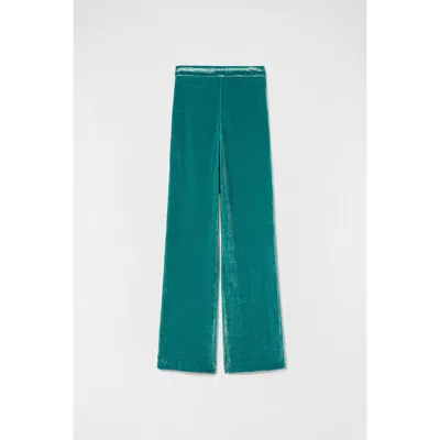 Jil Sander Teal Velvet Wide Leg Trousers In ["green"]