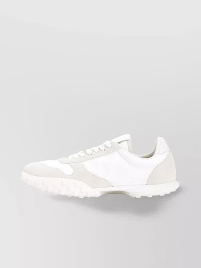 Jil Sander Tech Fabric Sneakers With Suede Inserts In White