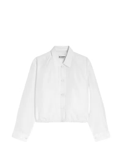 Jil Sander Cropped Jacket Long Sleeves Button Cuffs Collar In White