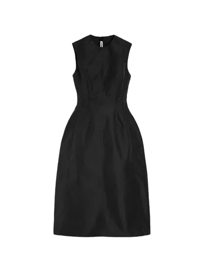 Jil Sander Technical Faille Midi Dress In Black