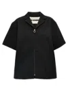 Jil Sander Textured Black Cotton Denim Shirt In Black