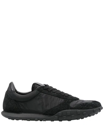 Jil Sander Low Laced Sneakers With Vulcanized Rubber Sole In Black
