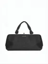 Jil Sander Textured Black Tote Bag With Gold-tone Clasp In Black