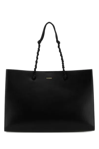 Jil Sander Textured Calf Leather Tote Bag In Black