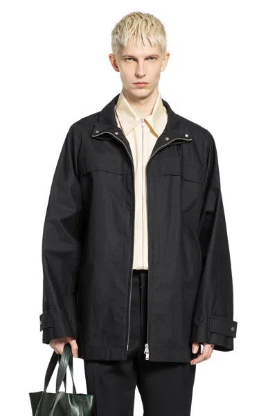 Jil Sander Textured Cotton Jacket In Black