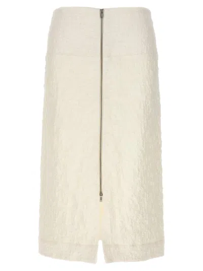 Jil Sander Textured Cotton Skirt With Front Zip Closure In Neutral