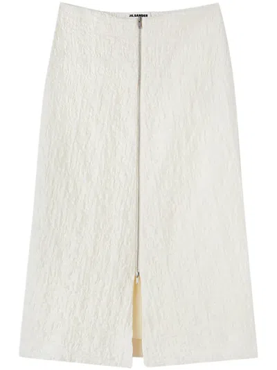 JIL SANDER TEXTURED-FINISH ZIP-UP MIDI SKIRT
