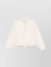 Jil Sander Textured High Collar Long Sleeve Jacket In Neutral