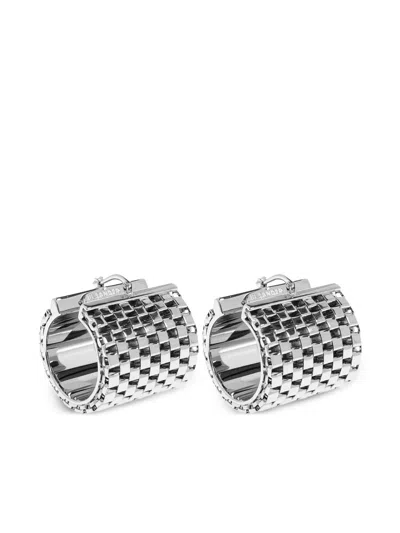 Jil Sander Textured Hinged-hoop Earrings In Metallic