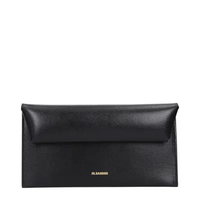 Jil Sander Textured Leather Wallet In Black