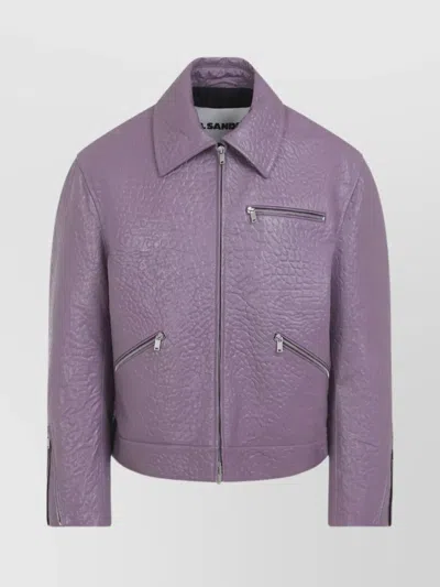 JIL SANDER TEXTURED LONG SLEEVE JACKET ZIPPERED POCKETS