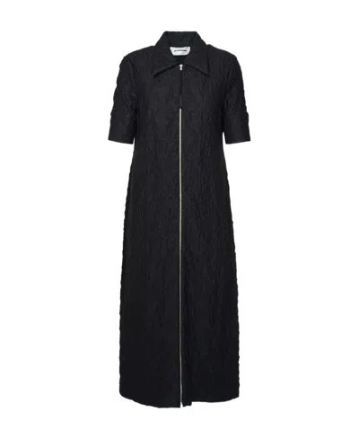 Jil Sander Textured Mid-length Dress In Black