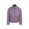 Jil Sander Textured Ovine Leather Jacket With Zip Pockets And Classic Collar In Purple