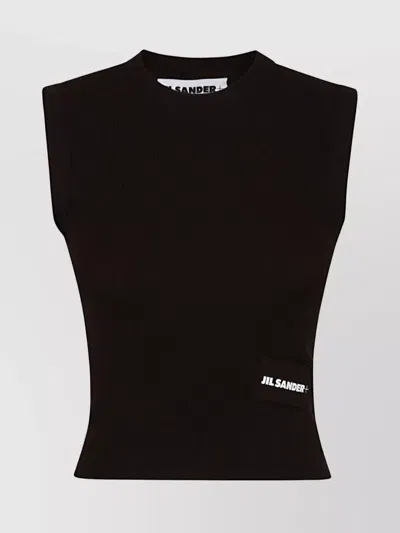 Jil Sander Textured Ribbed Sleeveless Top In Black