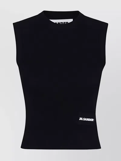 Jil Sander Textured Ribbed Sleeveless Top In Black