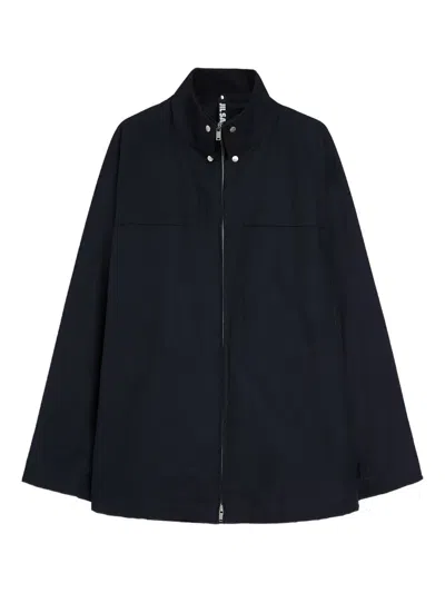 Jil Sander Textured Stand Collar Jacket In Black