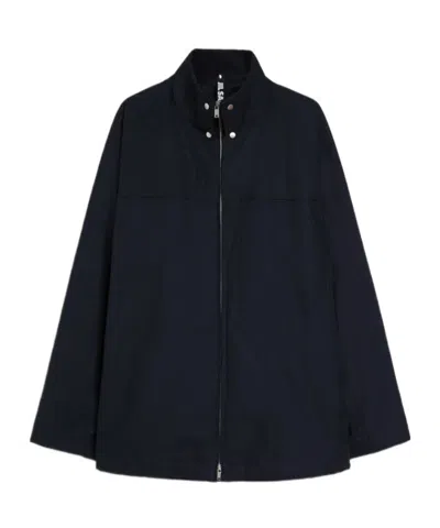 Jil Sander Textured Stand Collar Jacket In Midnight Blue