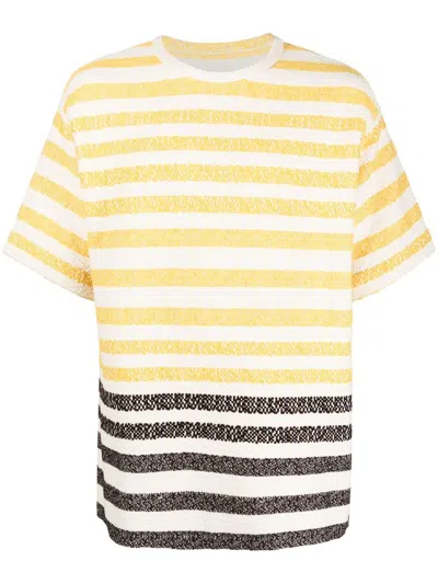 Jil Sander Textured Striped T-shirt In Neutrals