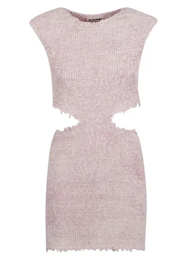 Jil Sander Textured Velvet Knit Dress In Purple