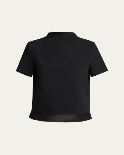 Jil Sander Textured Wool Back-cutout Crewneck Sweater In Black