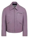 Jil Sander Textured Long Sleeve Jacket Zippered Pockets In Purple