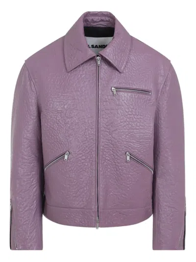 JIL SANDER TEXTURED ZIP-FASTENING LEATHER JACKET