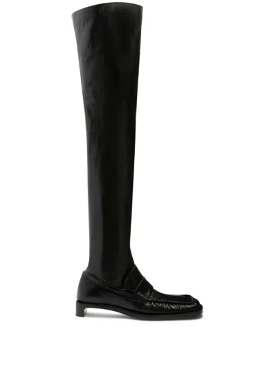 Jil Sander Thigh-high Boots In 黑色