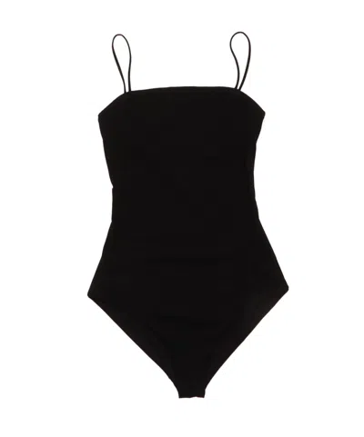 Jil Sander Thin Shoulder Strap One-piece Swimsuit In Black