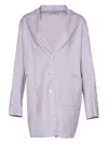 Jil Sander Three-button Patch-pocket Coat In Purple