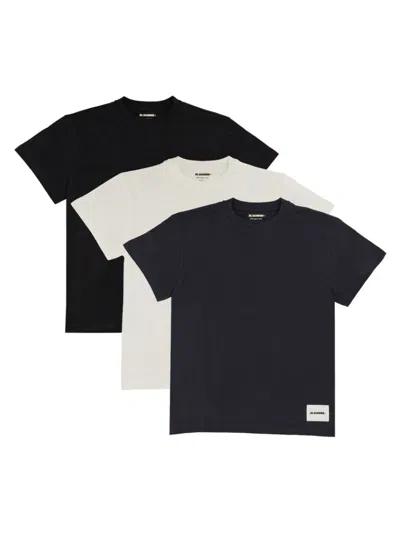 Jil Sander Three-piece Cotton T-shirt Set In Black