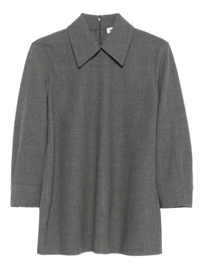 Jil Sander Three-quarter-sleeve Collared Top In Gray