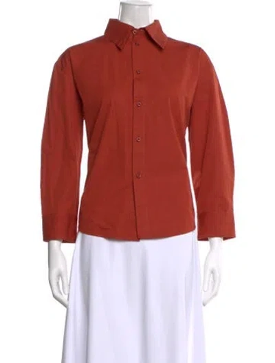 Pre-owned Jil Sander Three-quarter Sleeve Button-up Top In Orange