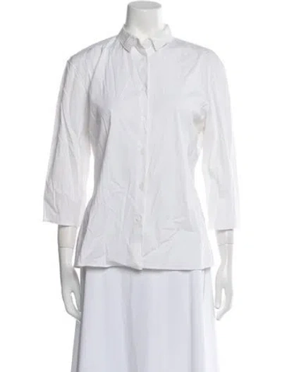 Pre-owned Jil Sander Three-quarter Sleeve Button-up Top In White