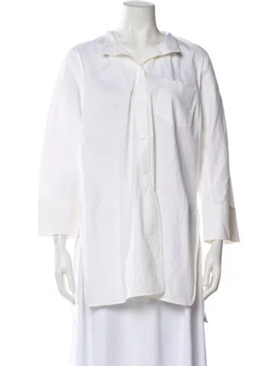 Pre-owned Jil Sander Three-quarter Sleeve Button-up Top In White