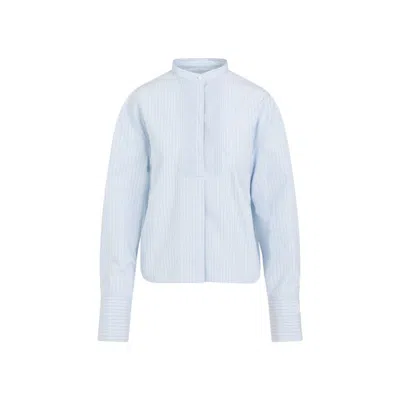 Jil Sander Thursday Cropped Boxy Light Blue Cotton Shirt In White