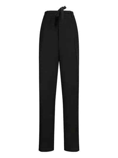 Jil Sander Tie-belt Tailored Trousers In Black