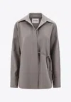 Jil Sander Wool Shirt With V-neckline And Front Tie In Green